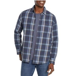 Eddie Bauer Mens Medium‎ Flannel Shirt Insignia Blue Canyon plaid NWT $80